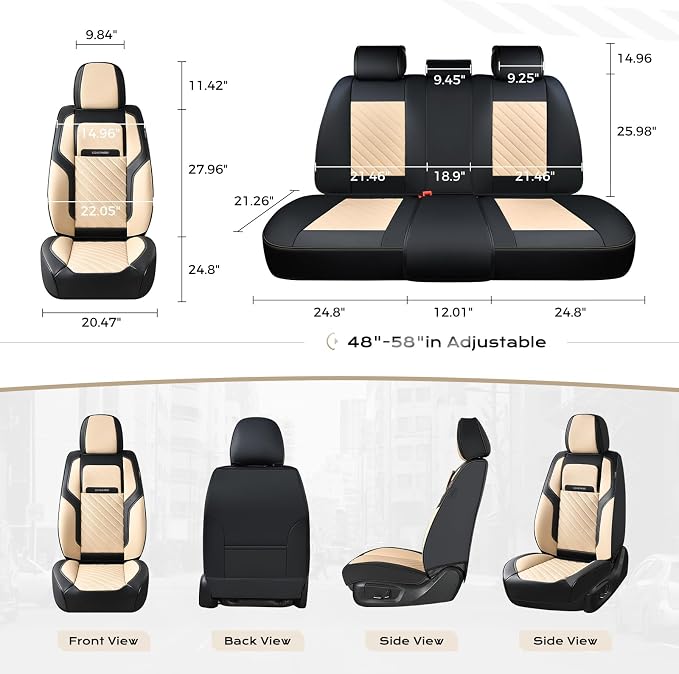 Coverado Car Seat Covers Front Set, Luxury Nappa Leather Seat Covers Universal Fit Waterproof Non-Slip Breathable Automotive Seat Protectors for Cars, SUVs, Trucks - Image 4