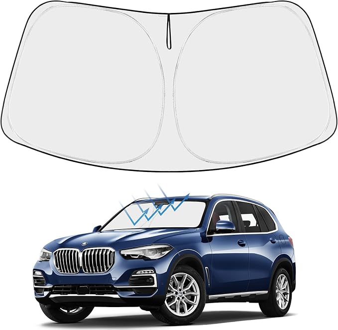 Proadsy Custom Fit 2019-2026 BMW X5 Windshield Sun Shade, Blocks Heat | 240T Heat Shield, Drops Temp 54°F, Blocks 99% UV, Prevents Dashboard Cracking, Summer Parking & Beach Trips, Easy Twist-Fold by Proadsy