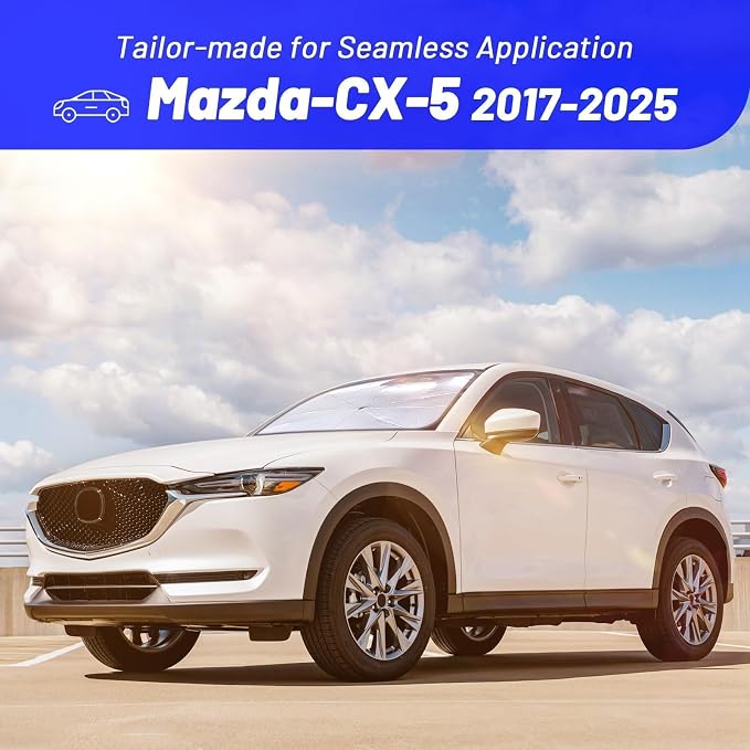 Windshield Sun Shade Umbrella for Mazda CX-5 2017-2025 Front Window | Foldable Sunshade with 360° Rotating Shaft, Custom Fit Car Shades for CX-5 Accessories with UV & Heat Protection - Image 3