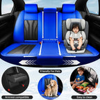 Fit Sienna Premium Leather Car Seat Covers for Toyota Sienna 2007-2025 2026 - Waterproof，Breathable，All-Weather Seat Cushion Protecto & Airbag Compatible, 2 Front Seat Blue&Black - Image 3