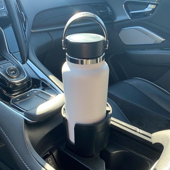 Car Cup Holder Expander (Long Base) - Adjustable Expandable Insert Extender, Automotive Adapter Holds Hydro-Flask, Yeti, Nalgene, Large (32 40 oz) Water Bottles, Big Drinks - Universal - Image 3