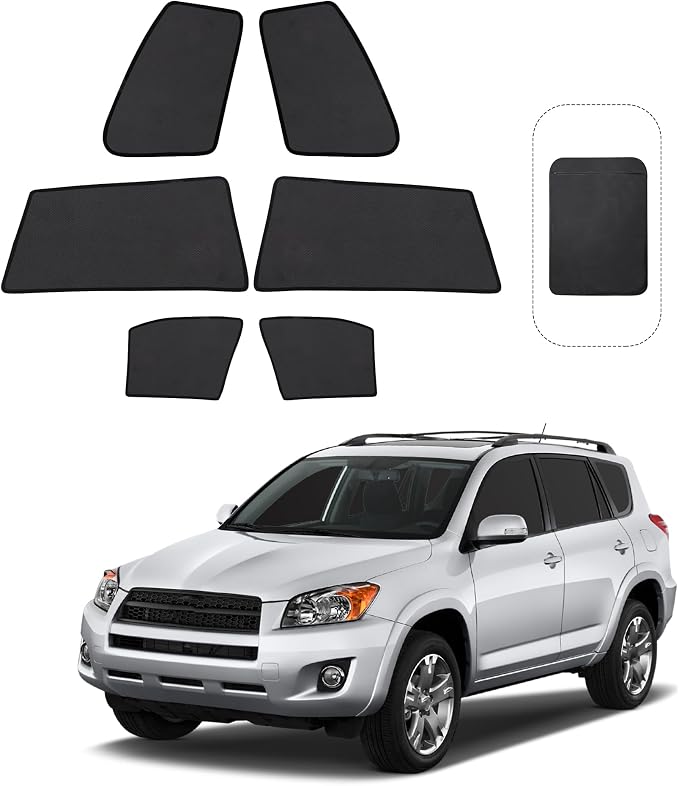Front Side Half Window Shade Foldable Custom Fit for Toyota RAV4 2006-2012 Car Window Shades for Side Window Sun Shade UV Protection Heat Insulation for Camping Sleeping 6PCS by FannycCargoCover