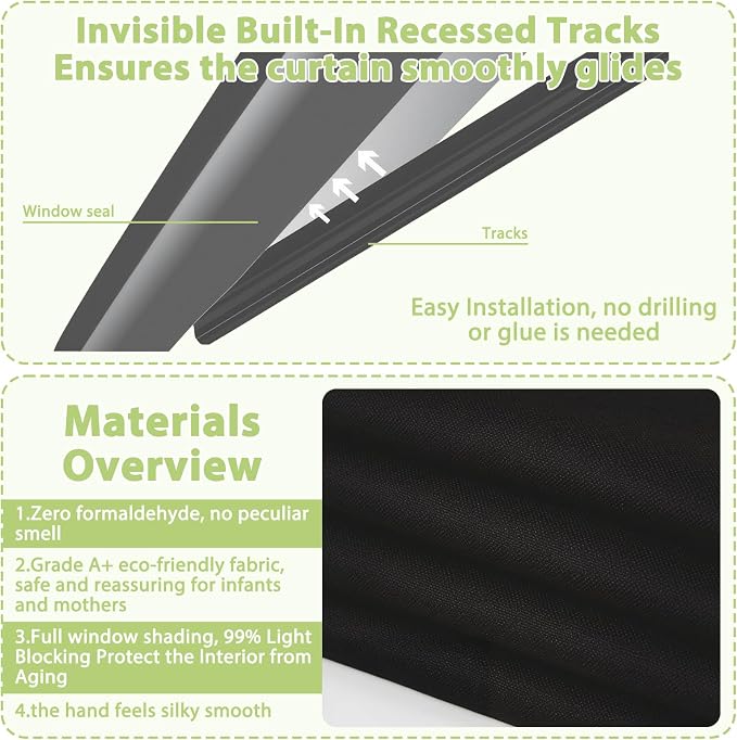 New 4 Pcs Car Side Window Shades,Car Window Covers,Privacy Curtains,Block Light, Insulate Against Heat, and Shield Against Ultraviolet Rays,Easy Installation for Any Household Vehicle - Image 5