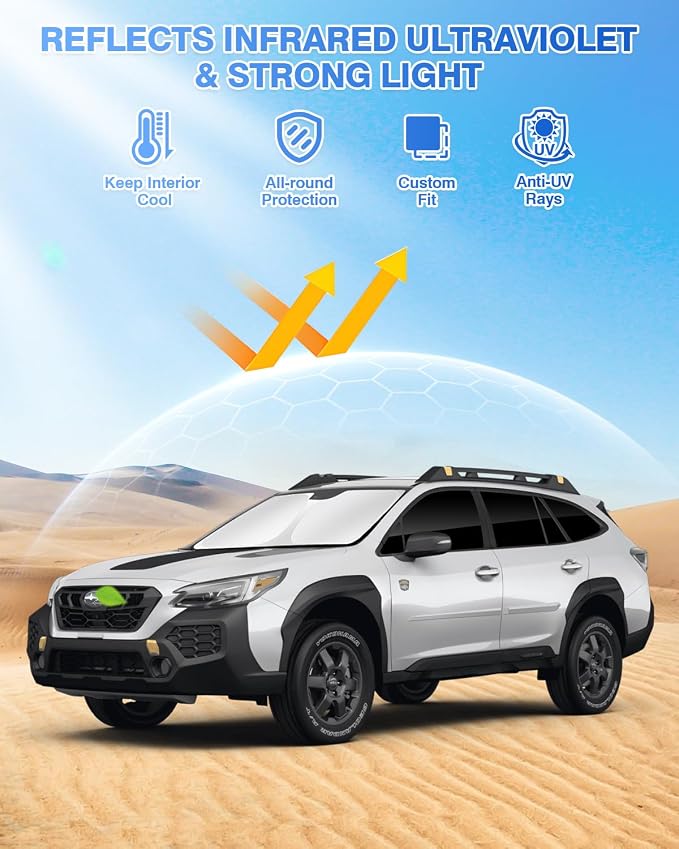 Canvcle Sunshades for 2020-2025 Subaru Outback Accessories Windshield Sun Shade Side Rear Window Shade Cover Sun Visor Shield Privacy Protection Keep Vehicle Cool Black 7PCS - Image 2