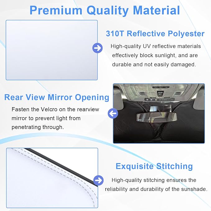 Windshield Sun Shade for 2022-2026 Refreshed Chevy Silverado 1500/GMC Sierra 1500, 2024-2026 Silverado/Sierra 2500HD 3500HD Front Windshiled Sun Visor UV Protection Foldable Sunshade - Image 7