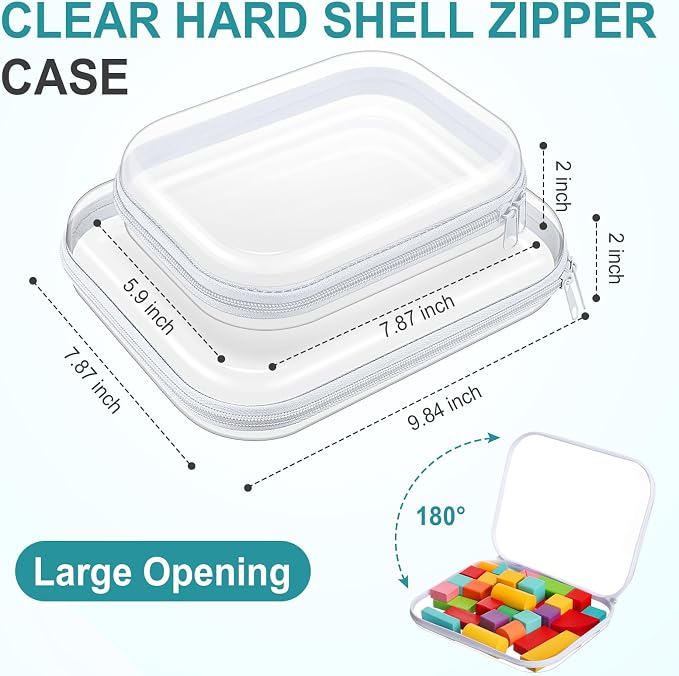 Ceenna 2 Pcs Clear Zipper Case Hard Shell Pouches,Large + Medium Set | Multiple Sizes Plastic Makeup Bags Pencil Case Organizer Diaper Bag Pouches Clear Travel Toiletry Bag for Women - Image 2