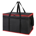 Bodaon 3-Pack Insulated Food Delivery Bag for Hot and Cold Meal, XXXL Cooler/Thermal Bags, Grocery Tote Insulation Bag for Catering, Large Pizza Warmer, Black with Red Edge by Bodaon