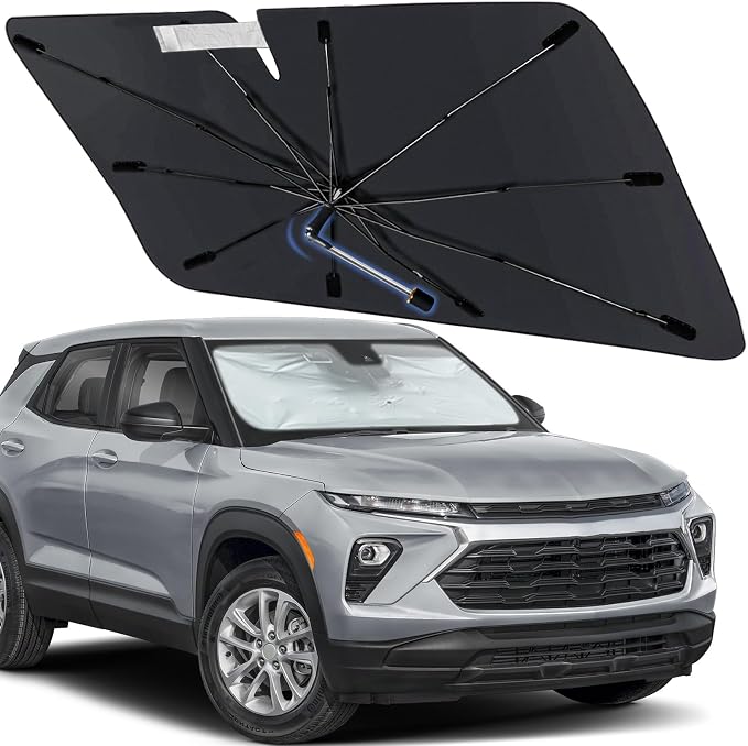 Windshield Sun Shade for Chevrolet Trailblazer 2021-2025, Umbrella Shades | Custom Foldable Front Window Sunshade with 360° Rotating Shaft, Car Shades with UV & Heat Protection by Visufy