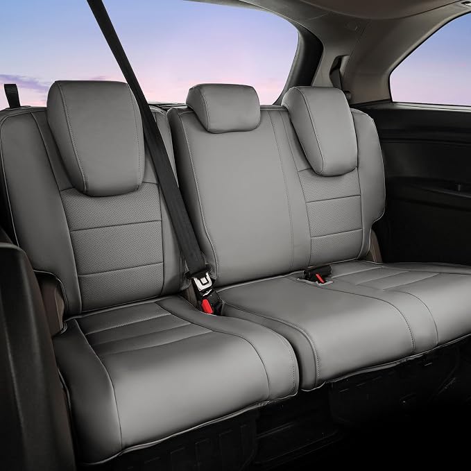 Full Set Car Seat Covers for Honda Odyssey 2005-2010,8-Seater,Faux Leather | for EX,EX-L,Touring,2nd Row 40/20/40 Split Seat,Waterproof Seat Protector,Fit Like A Glove(Gray) - Image 3