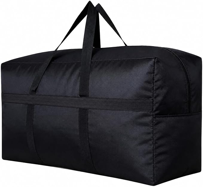 YiKitHom Extra Large Storage Duffle Bag with Zippers and Handles, Big Foldable Duffle Bag for Travel Black 80L by YiKitHom