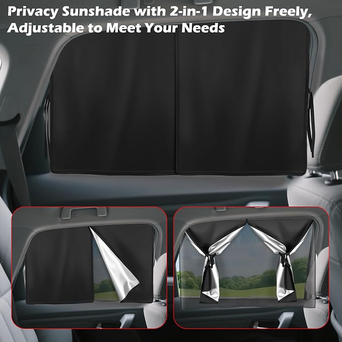 2 Pack Car Window Shades for Side Window with Strong Magnets | Automotive Dual Layer Car Rear Windows Sunshades for Baby Blocks Heat and UV Rays Sun Shade for Most Vehicles - Image 4