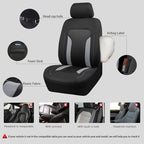 CAR PASS 3D Air Mesh Car Seat Covers Front Seats Low Back Bucket, Breathable Sporty Mesh in Summer Airbag Compatible Universal Fit 95% Automotive SUV,Truck,Sedan Interior Protector, Black Gray 2PCS - Image 3