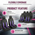 Car Seat Covers, Breathable Split Anti-Slip Vehicle Front Seat Protector with Removable Headrest Guard, Automotive Interior Chair Protective Covers, Universal for SUV Automobile Truck (Purple) - Image 6