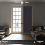 RYB HOME Blackout Door Window Curtains for Kitchen Back/Front Frchen Door | Self Adhesive, Privacy Glass Window Curtain, Half curtains for Windows, Renter Friendly, W26 x L40, Grayish Purple, 1 Panel - Image 5