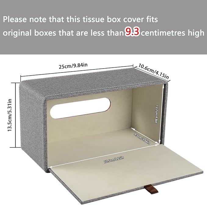 Tissue Box Cover Rectangle Tissue Box Holder PU Leather Facial Organizer with Magnetic Bottom,Decorative Napkin Caddy for Vanity Dresser Night Stand Table Countertop Home Office Car,Grey - Image 3