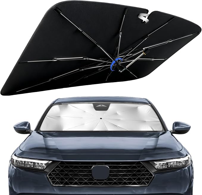 Windshield Sun Shade for Honda Accord 2018-2026 with 360° Rotating Shaft | Custom Fit Umbrella Sunshade for UV Blocking, Interior Heat Protection, Easy Storage, UPF 50+ Cool Windshield Cover by Lonyaqui