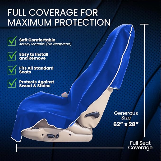 Dri Seats Waterproof Car Seat Towel Cover for Runners, Post Workout, Blue - Image 3