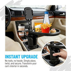 Car Cup Holder Tray, 4-in-1 Vehicle Drink Holder Expander Adapter with Phone Holder & Food Tray Table, Auto Center Console Cupholder Eating Table Organizer, Universal Fit (Black) - Image 5