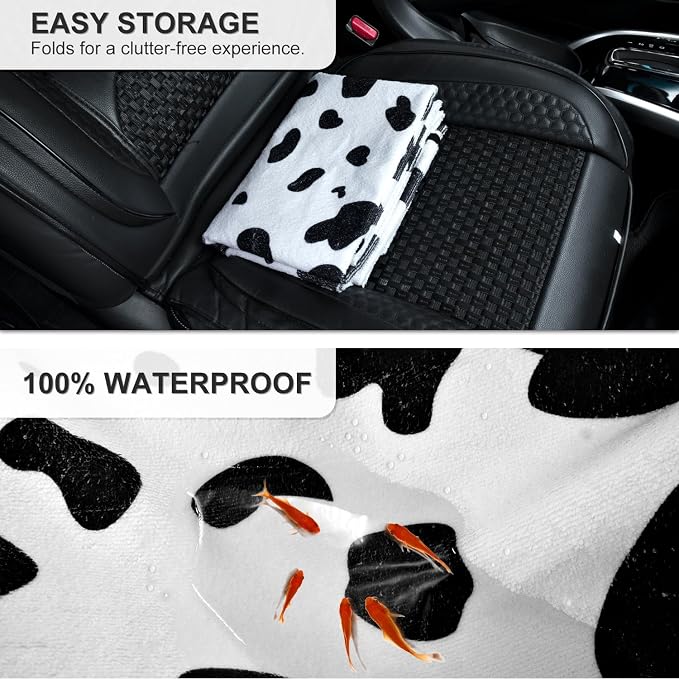 Waterproof Sweating Car Seat Cover for Post Gym Workout, Running, Swimming, Beach and Hiking, Universal Fit Non-Slip Bucket Seat Protector for Cars SUV Trucks, Machine Washable (1pcs-Cow) - Image 2