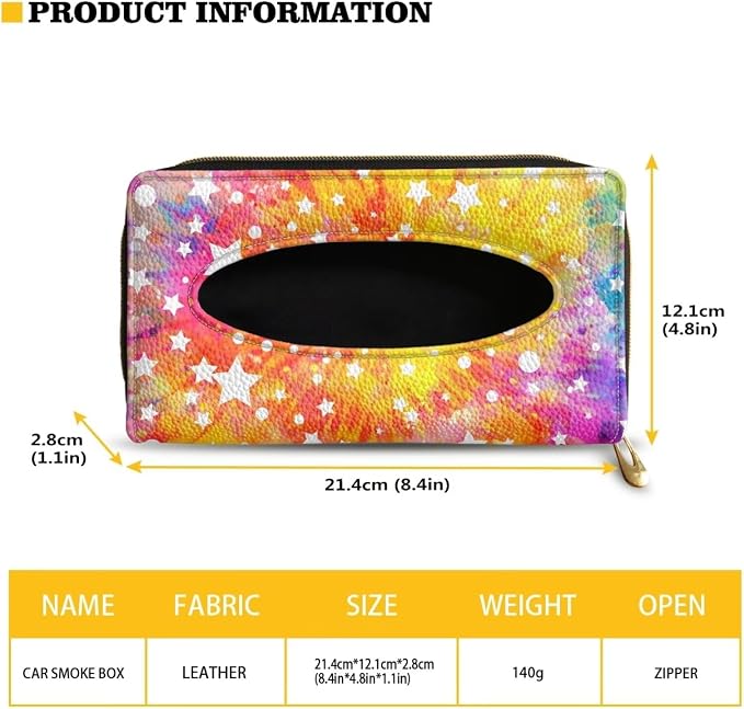 Biyejit 2 Pack Car Tissue Holder, Tie Dye Stars Premium Sun Visor Napkin Case, Hanging Car Accessories Used to Organize Paper Towels and Storage Small Items - Image 6