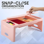 Loddie Doddie Lap Desk, Folding Desk, Portable Table, Blush, 9.75" x 12" | Trays & Pocket Keep Essentials Close, 2 lb Easy to Carry, Sturdy Plastic & Alloy Steel, Bed Desk, Bed Tray, Lap Desk for Kids - Image 4