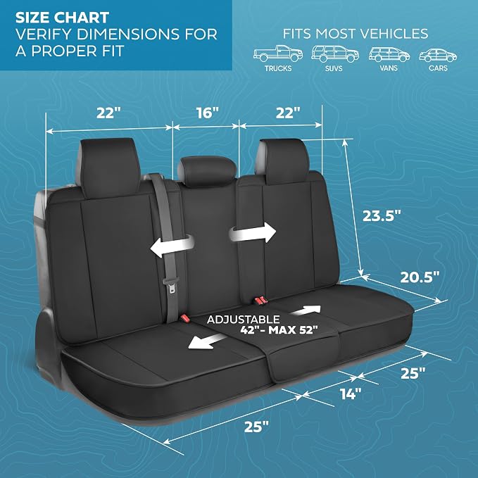 MotorBox Cabin King Slate Ridge Leather Seat Covers for Trucks & Cars | Charcoal and Black Full Set Car Seat Covers, Waterproof Leather Seat Covers, Car Accessories, Seat Protector, Universal Fit - Image 3