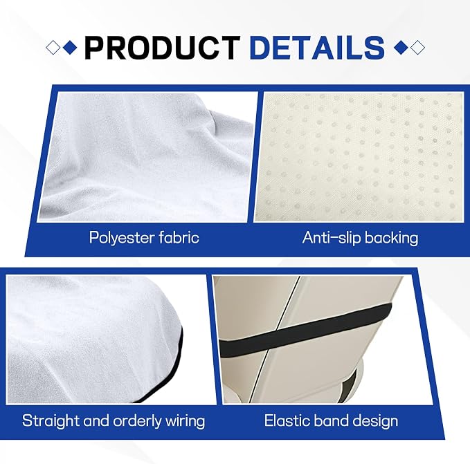 Waterproof Car Towel Seat Cover, Sweating Non Slip Car Seat Cover Protector for Gym Workout, Running, Swimming, Beach and Hiking, Machine Washable, Universal Fit for Front Seats (White) - Image 3