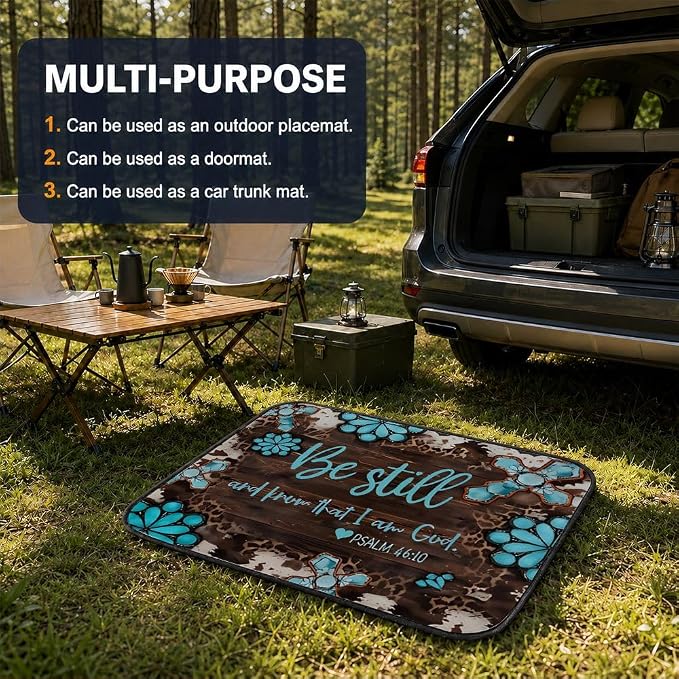 Car Trunk Mat for SUV, 29"x39" Be Still Faith Floral Cargo Liner Protector | All Weather Universal Cargo Liners for Dogs, Car Accessory for SUVs/Sedan/Wagons, Durable Non-Slip Washable Rear Cargo Mat - Image 5