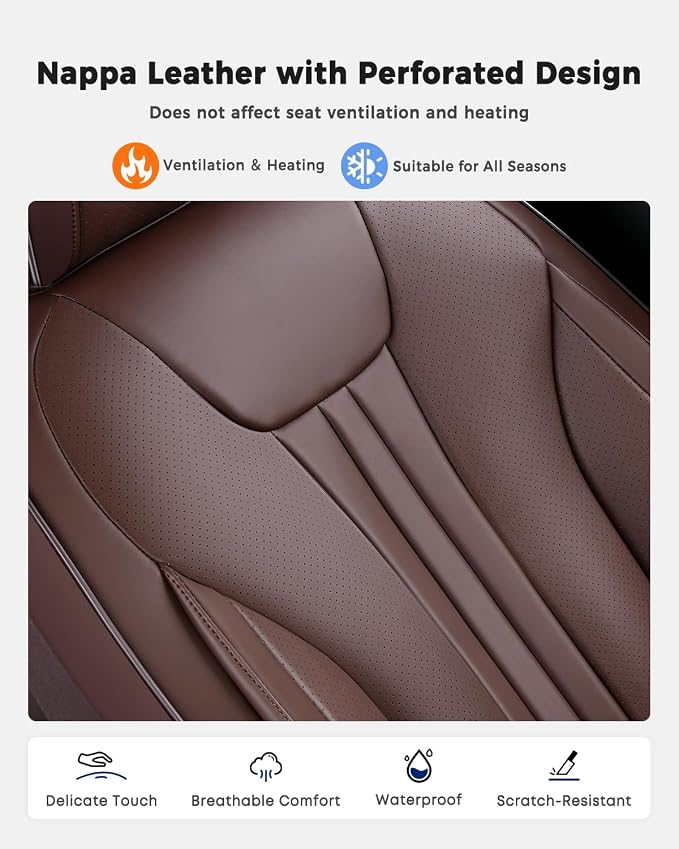 Huidasource Waterproof Faux Leather Car Seat Covers, Universal Fit for Most Cars, SUVs & Trucks, Airbag Friendly, Easy Installation, Scratch Proof for Family Travel, Coffee - Image 7