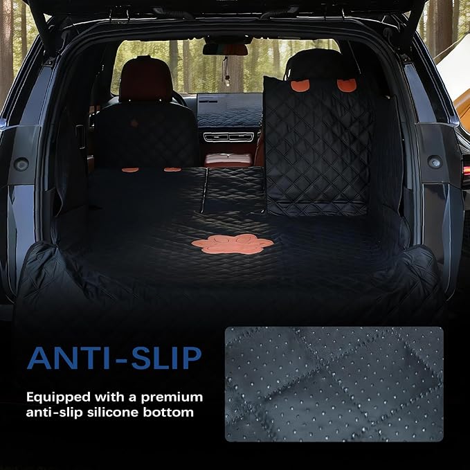SUV Cargo Liner for Dogs,60/40 Split Seat Access,Waterproof Dog Trunk Cover | Feature: 60/40 Split Access | Material: Waterproof PU Leather | Protection: 15.5" Side Flaps & 19.5" Bumper Flap - Image 3