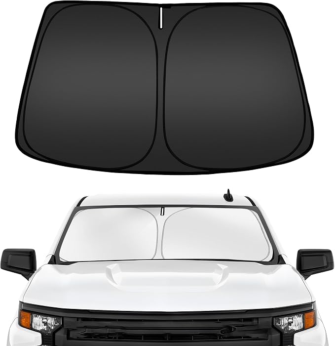 ARISMOTOR Windshield Sun Shade for Ch-evrolet Silverado 1500 2019-2026 | Custom Fit, Foldable, Front Window Sunshade Sun Visor Protector, Block UV Rays, Keep Car Cooler by ARISMOTOR
