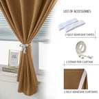 Self Adhesive Curtains, Stick Curtain Blackout Shades Window Cover Curtains for Living Room No Drilling, 47" W X 96" L, Brown, 1 Panel - Image 2