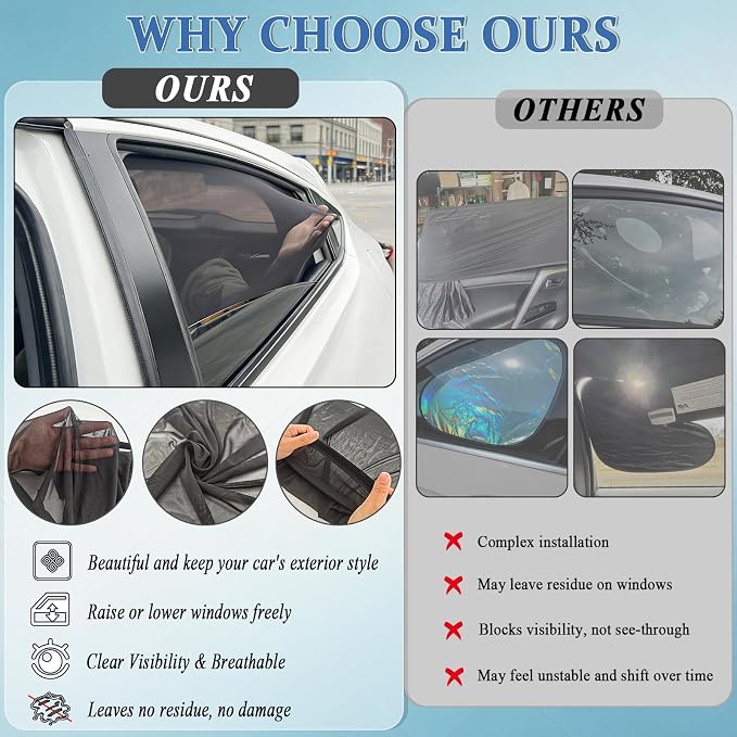 Car Window Shades,2 Pack Car Side Window Sunshade,Breathable & Retractable | (Front Windows)Car Window Shade for Baby,Universal Fit Most of Cars,Glare Shield,Protect Privacy - Image 3