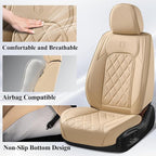 Coverado Front Seat Covers, Luxury Faux Leather Waterproof Seat Cover, Beige Car Seat Protector, Car Seat Cover Front Seats, Automotive Seat Covers Universal Fit for Most Cars (Front, Beige) - Image 3