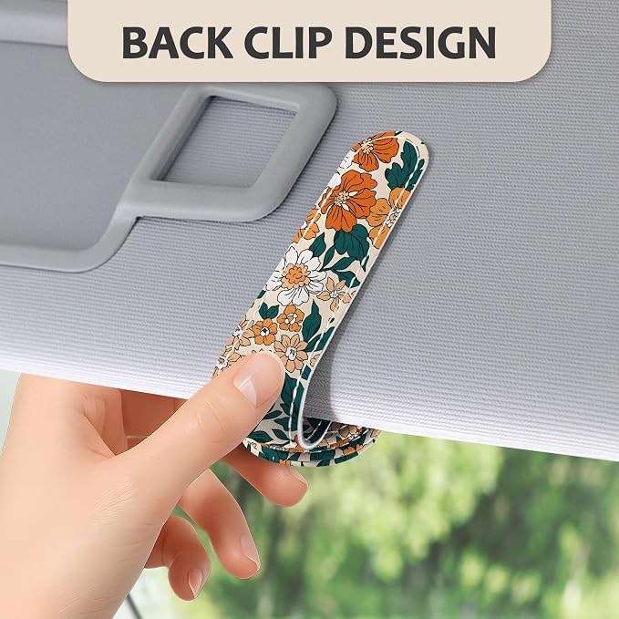 2 Pack Sunglass Holder for Car Visor, Universal Magnetic Car Sunglass Holder for Different Size Eyeglasses, Car Visor Accessories (Flower-Yellow) - Image 4