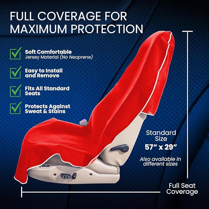 DriSeats Waterproof Car Seat Towel Cover for Runners, Post Workout, Red - Image 3