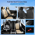 Fit Santa Fe Seat Covers Fit for Hyundai Santa Fe 2007-2026, Front Pair | Premium Leather Full Coverage Protector, Waterproof, Breathable, Scratch Resistant, Easy Wipe, Airbag Compatible, Black+Beige - Image 2