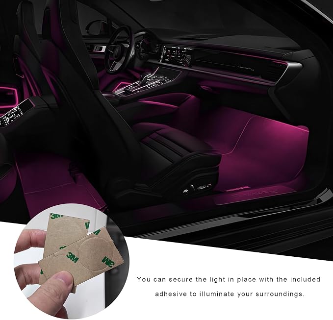 Car Interior LED Lights, 5V 3W Bright Ambient Light Vehicle Under Dash Neon Lamp with USB Port, 4 in 1 Atmosphere Lights Interior Decorative Lamps for Most Vehicles (Pink) - Image 5