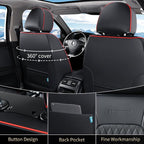 Seat Covers, Car Seat Covers Full Set, Luxury Nappa Leather Seat Covers, Breathable and Waterproof Car Seat Protector 5 Seat, Automotive Seat Covers Universal Fit for Most Cars-BlackRedline - Image 2