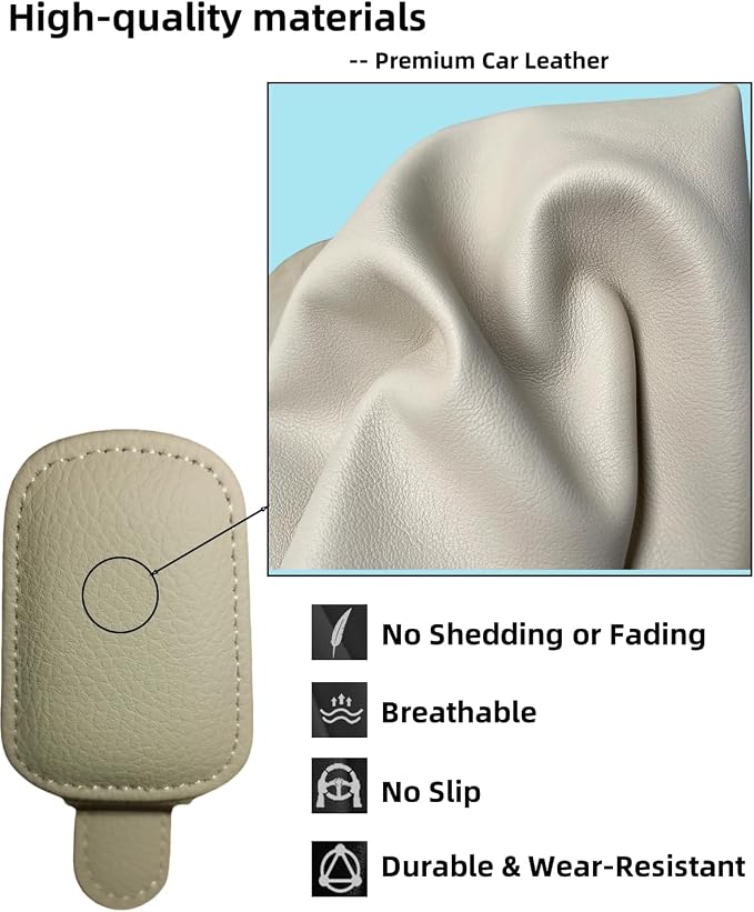 GoldenLife Sunglass Holder for Car, Magnetic Leather Sunglasses Holder and Ticket Card Clip, Car Visor Accessories, 2 Packs（Beige） - Image 4