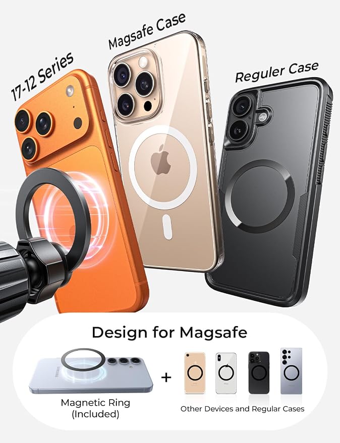 LISEN for MagSafe Car Mount,Car Accessories for Women Men [2025 Ultra] Magnetic Phone Holder for Car 360 Dashboard Vent Phone Mount for Car Organization iPhone 16 15 14 13 12 Pro Plus Mini,Purple - Image 6