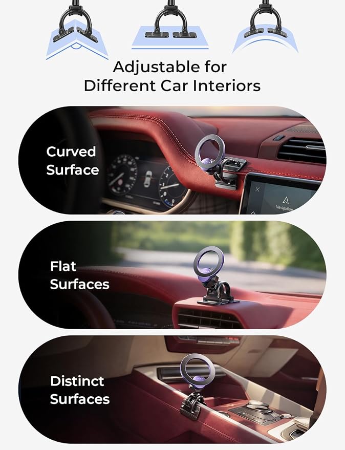 LISEN for MagSafe Car Mount,Car Accessories for Women Men [2025 Ultra] Magnetic Phone Holder for Car 360 Dashboard Vent Phone Mount for Car Organization iPhone 16 15 14 13 12 Pro Plus Mini,Purple - Image 5