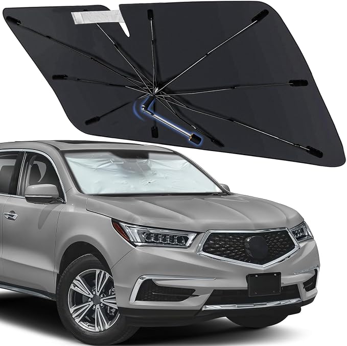 Windshield Sun Shade Fit for Acura MDX 2014-2020, Custom Umbrella Shades | Foldable Front Window Sunshade with 360° Rotating Shaft, Car Shades with UV & Heat Protection by Visufy
