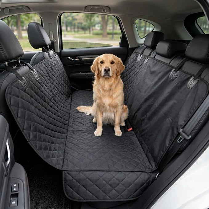 Dog Car Seat Cover for Back Seat, Waterproof Dog Hammock for Car, Non-Slip Dog Covers for Cars Backseat, Universal Pet Car Seat Cover Protector for Cars SUVs Trucks (Black Border) by Unknown