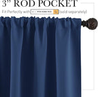 RYB HOME Short Blackout Curtains for Bedroom, Room Darkening Insulated | Rod Pocket, Summer Heat Light UV Blocking, Energy Saving, Drapes for Nursery, W34 x L45, Navy Blue, 2 Panels - Image 2