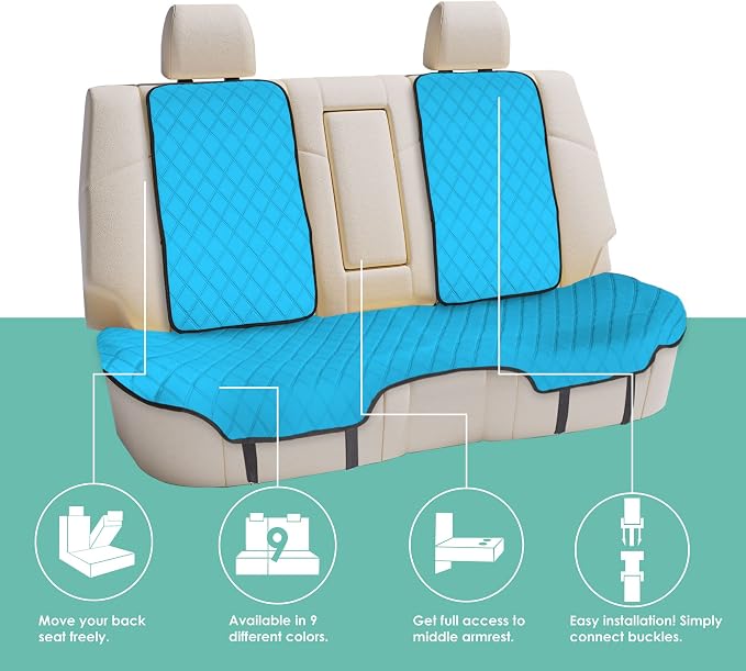 FH Group Car Seat Cushion Neosupreme Automotive Seat Cushions - Universal Fit, Rear Car Seat Cushion, Car Seat Cushions with Non-Slip Silicone Backing for SUV, Sedan, Van Rear Set Aqua - Image 4