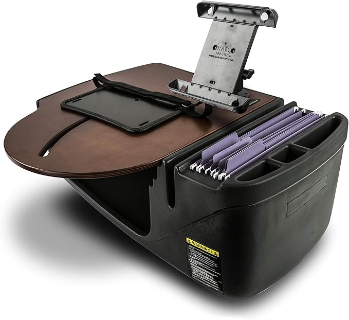 AutoExec AE-RMCD-PI-TAB-21M Roadmaster Car Desk for Your Vehicle Workstation and Mobile Office, Mahogany with 400 watt Power Inverter and Tablet Mount | Vehicle Workstation, Mobile Office, 400 Watt Power Inverter, Tablet Mount by AutoExec