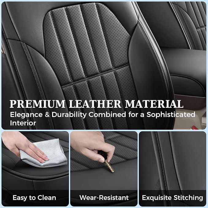 Truckiipa Dodge Ram Seat Covers Front Pair, Car Seat Cover Waterproof Leather Protector Pickup Truck Accessories, Full Coverage Custom Fit for 2002-2026 Ram 1500 2500 3500 Regular/Double Cab, Black - Image 5