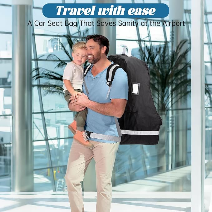 Car Seat Travel Bag Compatible with Nuna, Infant Car Seat Travel Bags for Graco, Large Padded Car Seat Backpack for Airplane, Easy to Store, Black - Image 7
