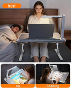 Laptop Desk Bed Table with LED Light,Adjustable Lap Desk Bed Tray,Portable Folding Couch Table Bookstand with Page Clip,Car Rear Seat Sofa Floor Laptop Tray Stand for Adult Kids Reading Writing Eating - Image 5